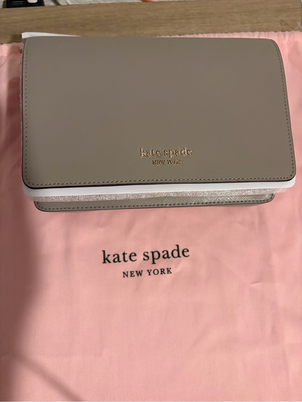 kate spade Metallic Taupe Crossbody Wallet